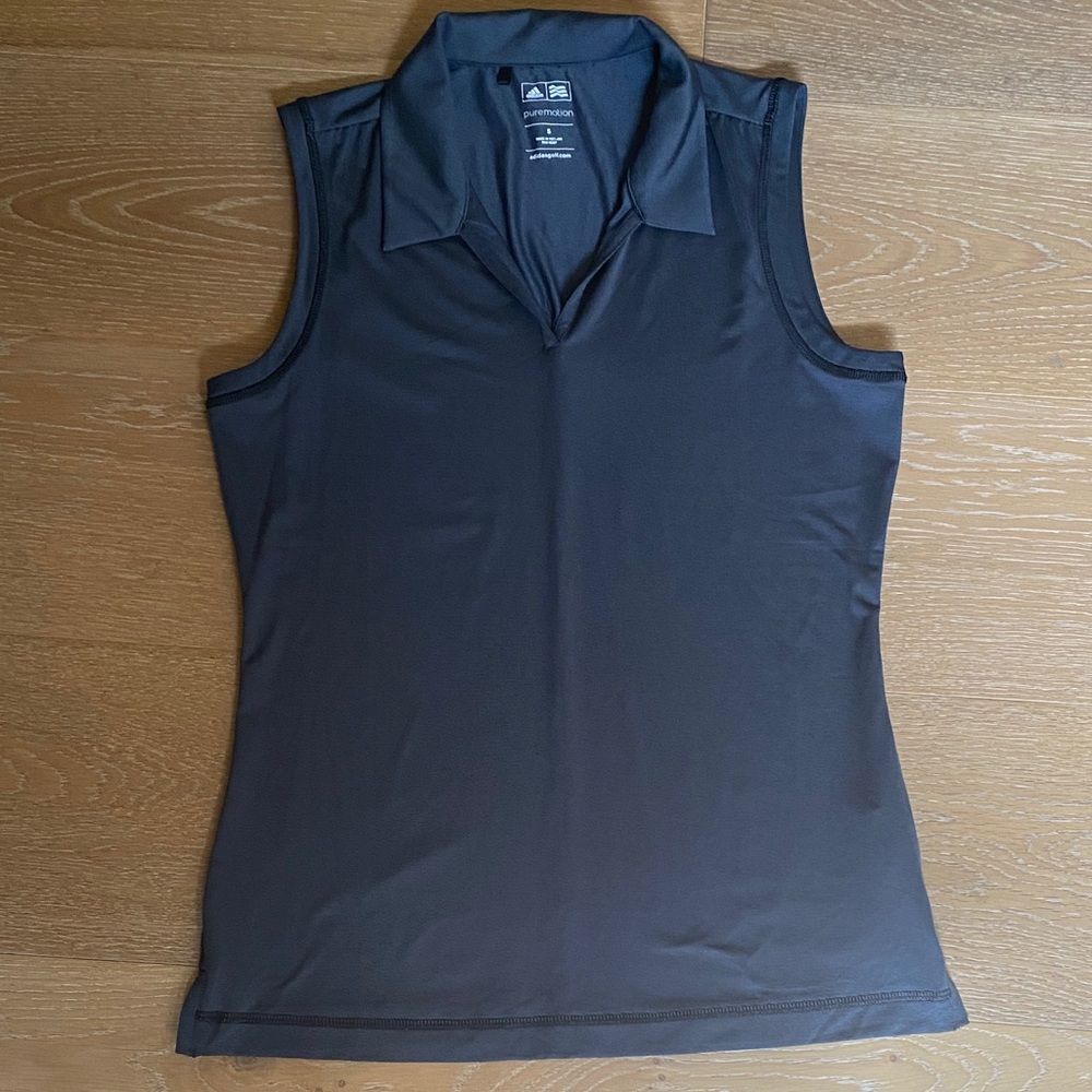 Adidas Gray Sleeveless Fitted Polo Tank Top